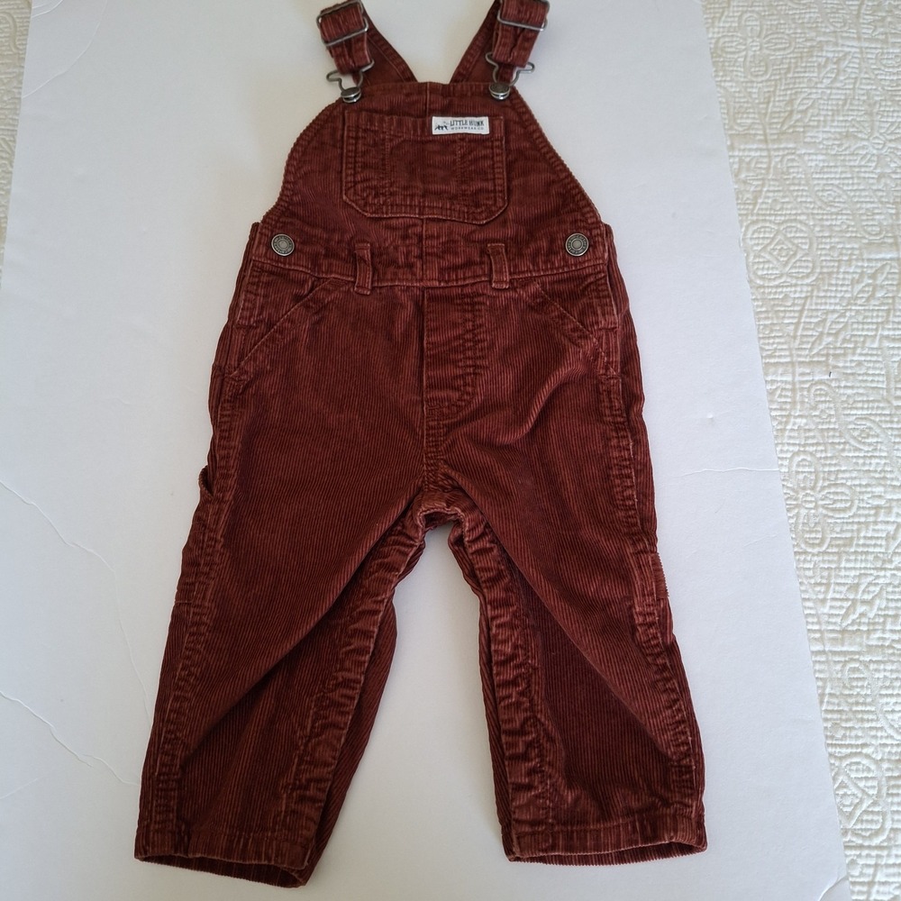 Carter's Little Hunk Workwear Co Corduroy Overalls 12M Rust Brown